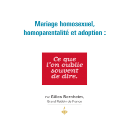 Mariage homosexuel, homoparentalité et adoption : Ce que l'on oublie souvent de dire. Essai de Gilles Bernheim, Grand Rabbin de France - Documents