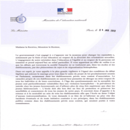 Lettre de Vincent Peillon aux recteurs. - Documents