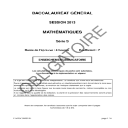 Bac S 2013 Mathematiques Obligatoire - Documents