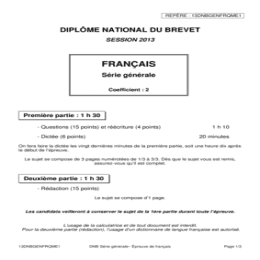DNB 2013 Serie Generale Francais - Documents