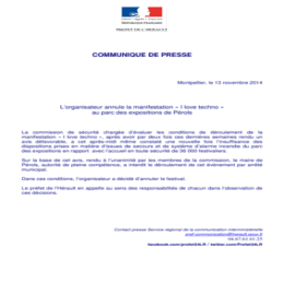 Annulation du festival I love techno - Documents