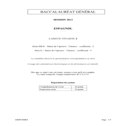 Bac s Es l 2013 Lv2 Espagnol - Documents