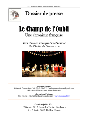Dossier presse - le champ de l'oubli - Entertainment & Humor